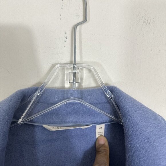 Soft Surroundings Teddy Plush Coat Jacket Powder Blue Womens Size 2X Pockets - Picture 3 of 7